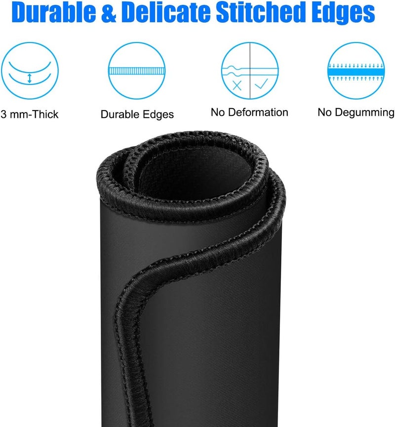 JIKIOU Mouse Pad with Non-Slip Rubber Base, Premium-Textured & Washable Computer Mousepad with Stitched Edges, Mouse Pads for Computers, Laptop, Gaming, Office & Home, 10.2 x 8.3 in, Black - Image 3